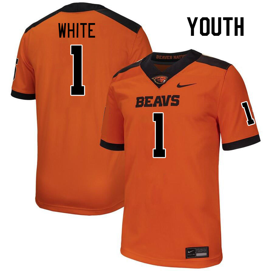 Youth #1 Mason White Oregon State Beavers College Football Jerseys Stitched-Orange